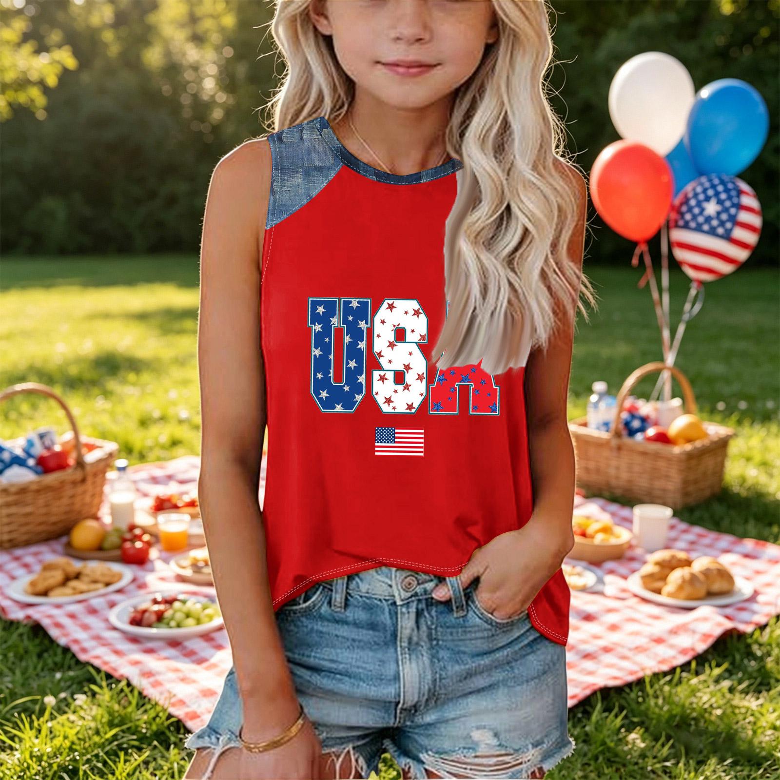 Sleeveless Loose Fit Tank Top for Women Round Neck Patchwork Denim Print Casual Summer Shirt US Letter Graphic 130
Sleeveless Loose Fit Tank Top for Women Round Neck Patchwork Denim Print Casual Summer Shirt US Letter Graphic 130