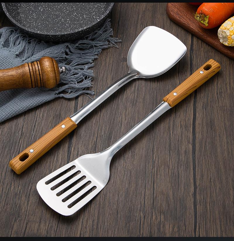 Stainless Steel Anti-heat Handle Spatula Soup Spoon Slotted Spoon Imitation Wood Grain Kitchenware Set Kitchen Household Stir-fr
Stainless Steel Anti-heat Handle Spatula Soup Spoon Slotted Spoon Imitation Wood Grain Kitchenware Set Kitchen Household Stir-fr