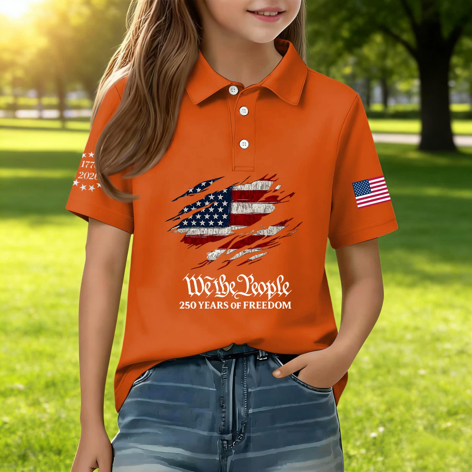 Kids Casual Short Sleeve Polo Shirt Independence Day Graphic Tee 250 Years of Freedom Print Boys Girls Everyday Wear 110
Kids Casual Short Sleeve Polo Shirt Independence Day Graphic Tee 250 Years of Freedom Print Boys Girls Everyday Wear 110