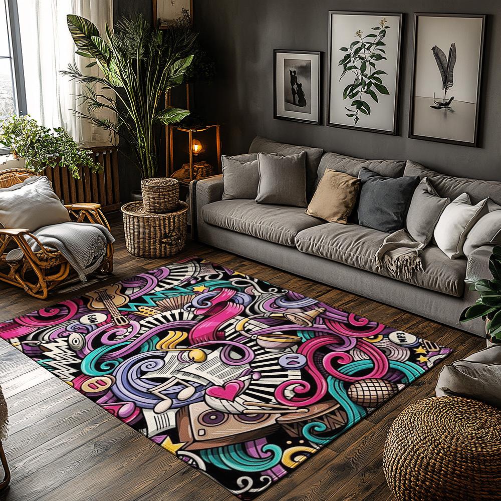 Musical Notes Love Print Rug, Pink Purple Blue Artistic Carpet for Living Room, Soft Non-Slip Sofa Mat with Bohemian Decor 50x80cm
Musical Notes Love Print Rug, Pink Purple Blue Artistic Carpet for Living Room, Soft Non-Slip Sofa Mat with Bohemian Decor 50x80cm