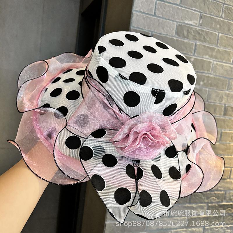 Fashion summer travel visor British elegant organza hat women s sunscreen big edge polka dot top hat M(56-58cm) світло-рожевий колір
Fashion summer travel visor British elegant organza hat women s sunscreen big edge polka dot top hat M(56-58cm) світло-рожевий колір