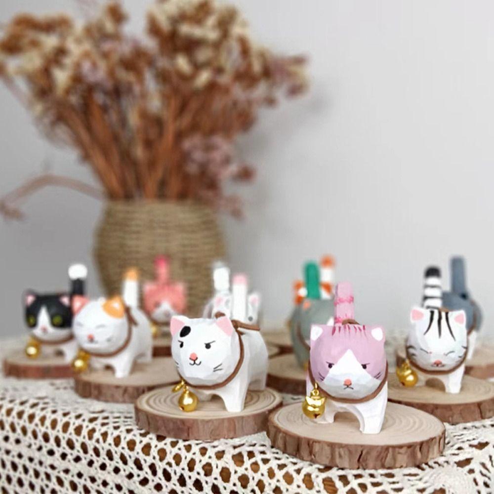 Bell Cat Painted Cartoon Cat Sculpture Solid Wood Hand Engraving Cat Decorations Christmas Gift style 6
Bell Cat Painted Cartoon Cat Sculpture Solid Wood Hand Engraving Cat Decorations Christmas Gift style 6