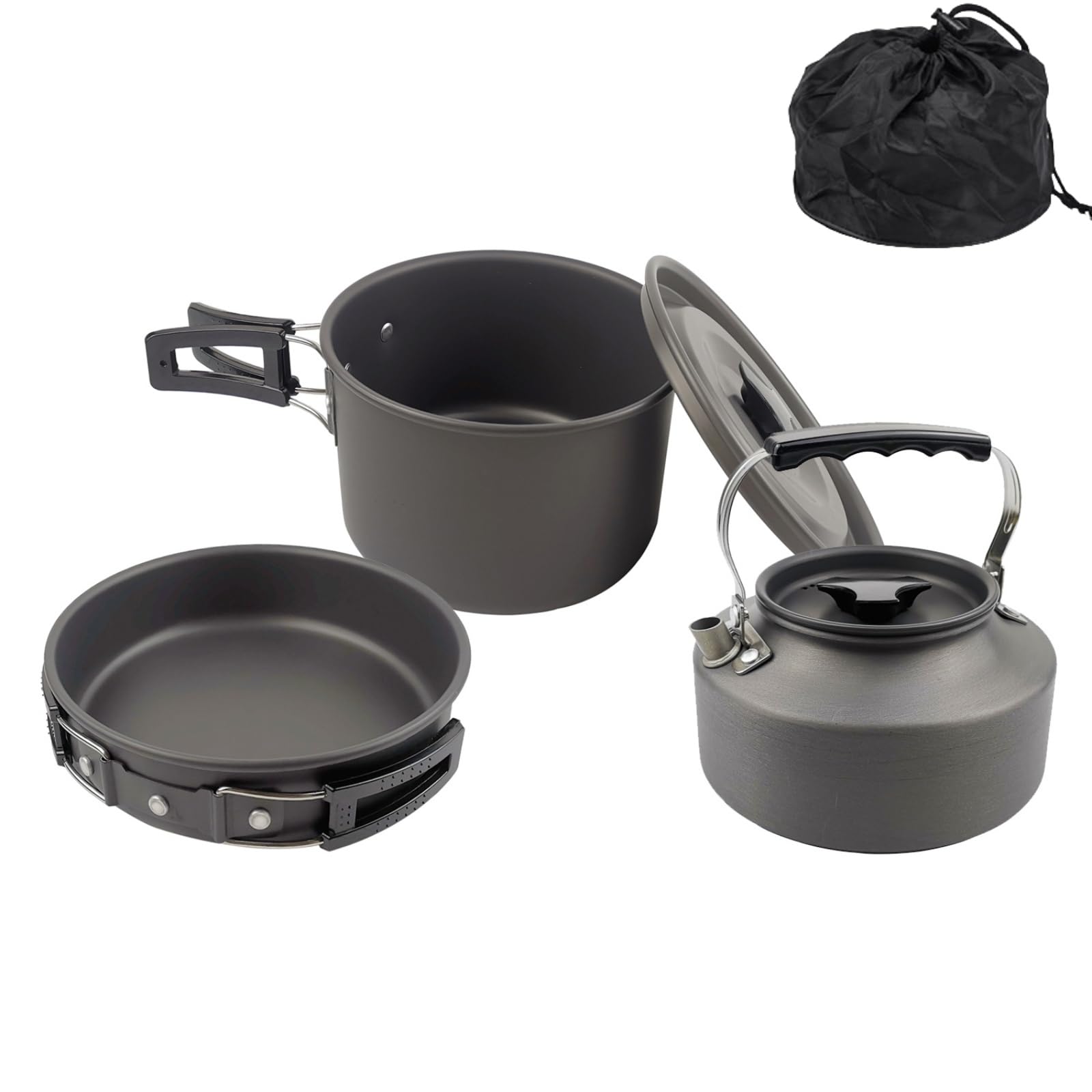 OULOVECO 3-Piece Camping Cookware Set, Food-Grade Hard Aluminum, Foldable and Lightweight, Includes Outdoor Kettle, Frying Pan, and Cooking Pot with S
OULOVECO 3-Piece Camping Cookware Set, Food-Grade Hard Aluminum, Foldable and Lightweight, Includes Outdoor Kettle, Frying Pan, and Cooking Pot with S