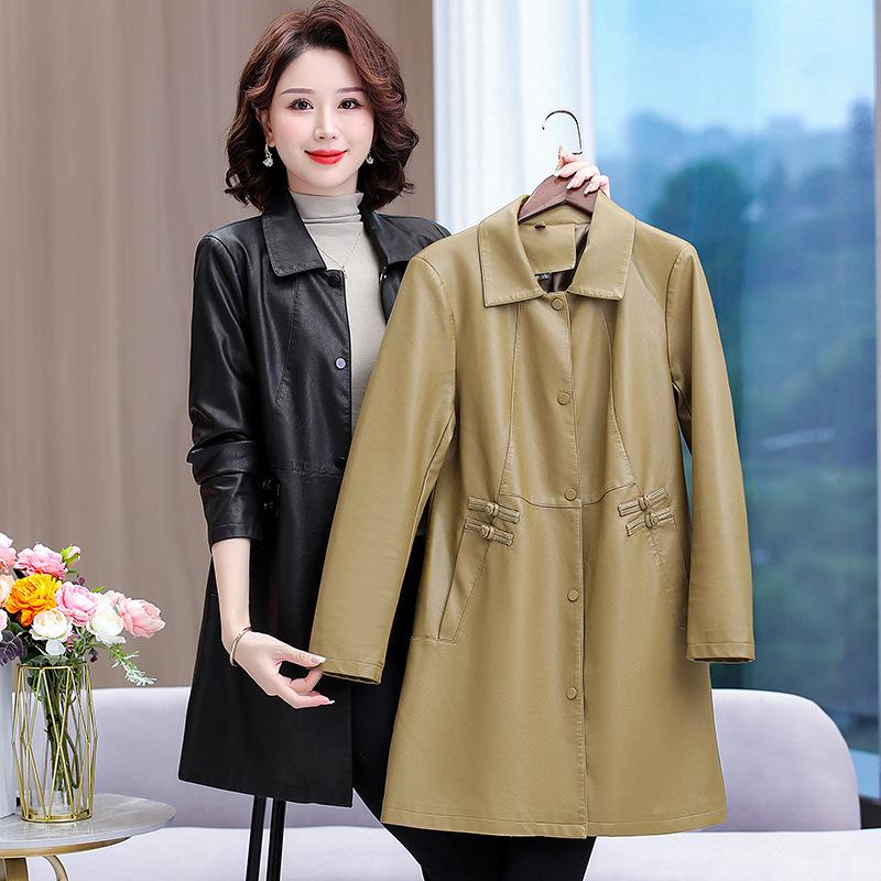 Stylish Leather Trench Coat for Middle-Aged Women - Spring & Autumn Slim-Fit, Washed Leather XL (105-120 jin) хакі
Stylish Leather Trench Coat for Middle-Aged Women - Spring & Autumn Slim-Fit, Washed Leather XL (105-120 jin) хакі