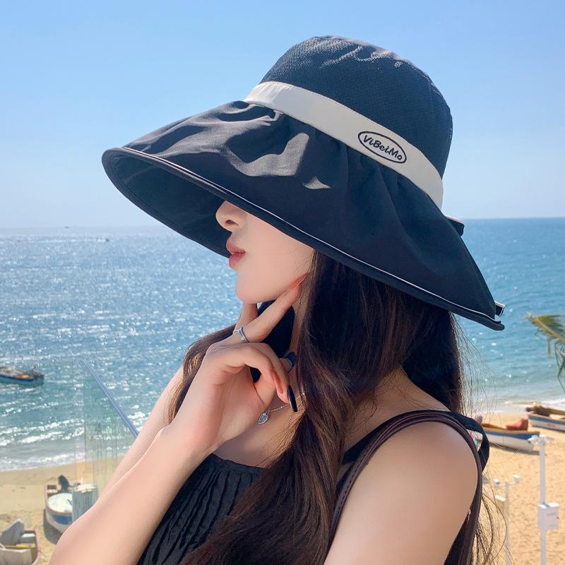 Шляпа женская летняя солнцезащитная дышащая панама праздничный стиль с большими полями показывает лицо маленькая солнцезащитная панама average size