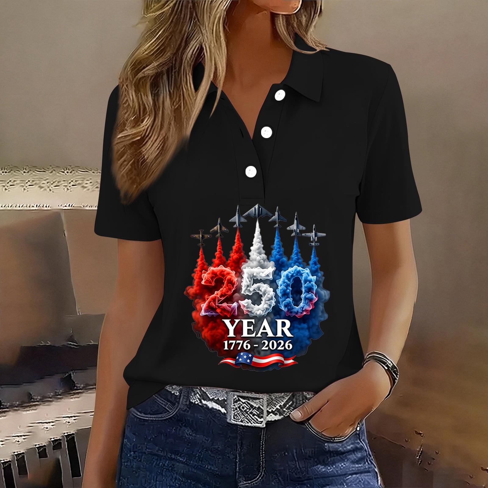 Women s Casual Button Front Short Sleeve Polo Shirt 250th Anniversary Patriotic Print Independence Day T-Shirt Top for Summer M чёрный
Women s Casual Button Front Short Sleeve Polo Shirt 250th Anniversary Patriotic Print Independence Day T-Shirt Top for Summer M чёрный