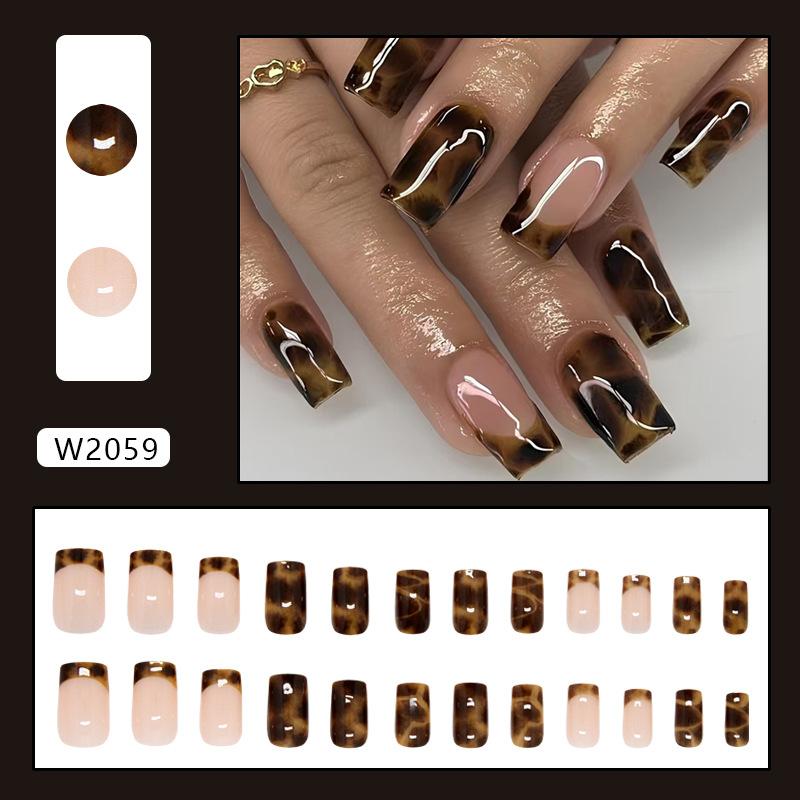 Brown smudged French whitening retro removable manicure 24 pieces press on nails
Brown smudged French whitening retro removable manicure 24 pieces press on nails