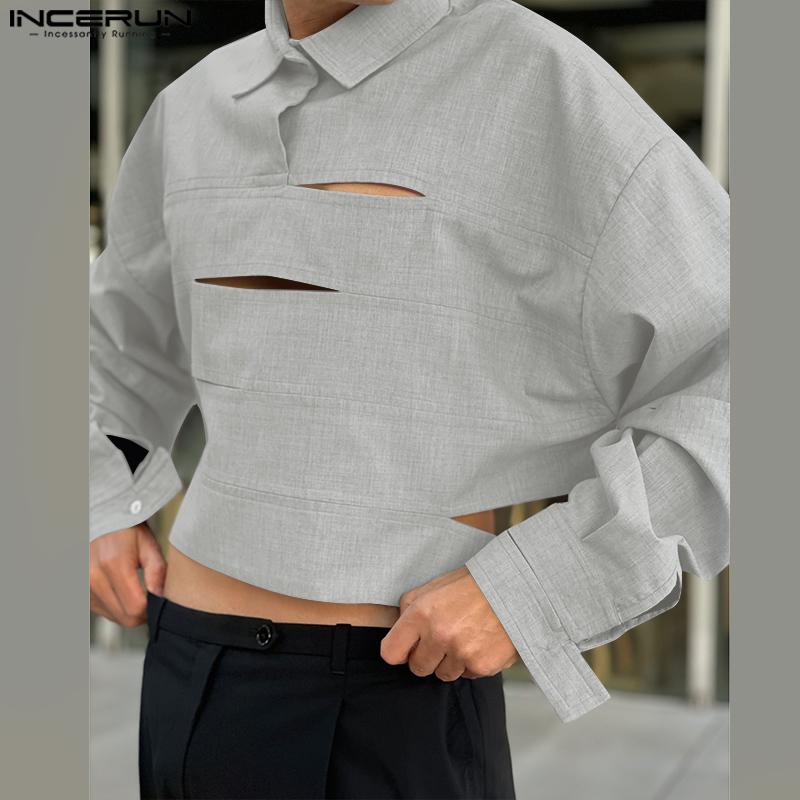 INCERUN Men Turn-down Collar Hollow Out Long Sleeve Short Shirts Tops S світло-сірий колір
INCERUN Men Turn-down Collar Hollow Out Long Sleeve Short Shirts Tops S світло-сірий колір