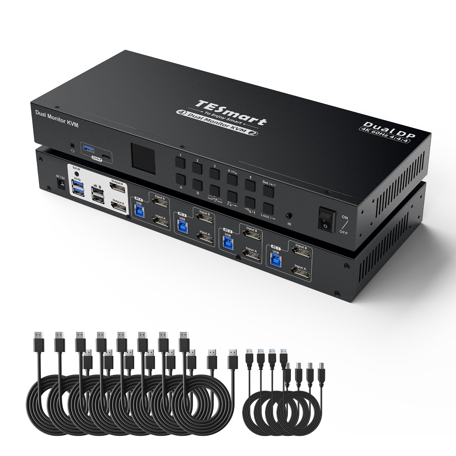 TESmart DP KVM Switcher DispalyPort KVM Switcher Роздільна здатність 8K 4 ПК 2 монітори Перемикання аудіо Мікрофон Миша Сумісність з клавіатурою Пульт дистанційного керування
TESmart DP KVM Switcher DispalyPort KVM Switcher Роздільна здатність 8K 4 ПК 2 монітори Перемикання аудіо Мікрофон Миша Сумісність з клавіатурою Пульт дистанційного керування
