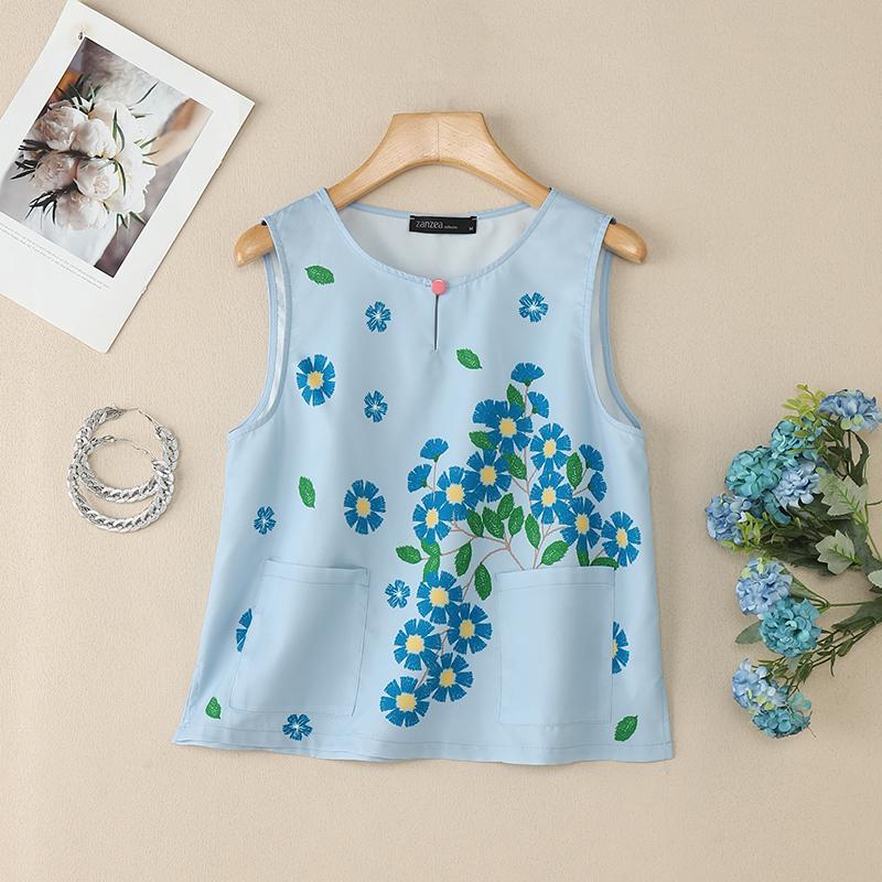 ZANZEA Женские летние майки без рукавов с круглым вырезом и цветочным принтом 5XL синий
ZANZEA Женские летние майки без рукавов с круглым вырезом и цветочным принтом 5XL синий