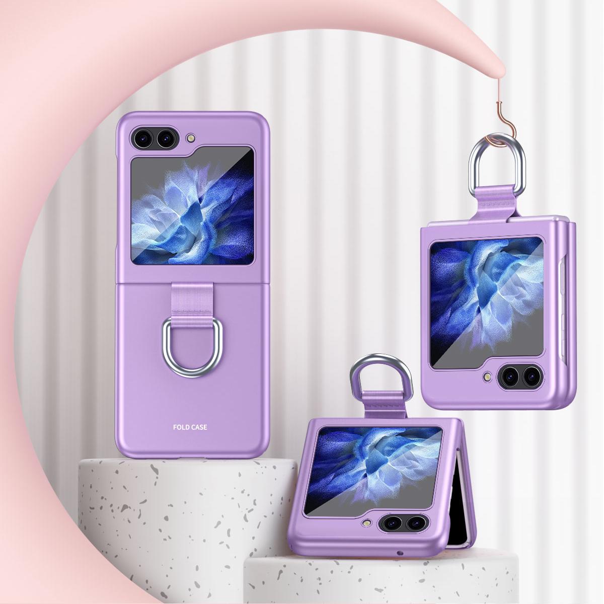 For Samsung Galaxy Z Flip5 5G Hard PC Phone Case Ribbon Metal Ring Holder Anti-Scratch Phone Cover Purple
For Samsung Galaxy Z Flip5 5G Hard PC Phone Case Ribbon Metal Ring Holder Anti-Scratch Phone Cover Purple