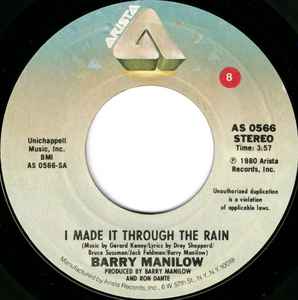7inch Record BARRY MANILOW - I Made It Through The Rain AS0566 Arista 1980 US Pop Used
7inch Record BARRY MANILOW - I Made It Through The Rain AS0566 Arista 1980 US Pop Used