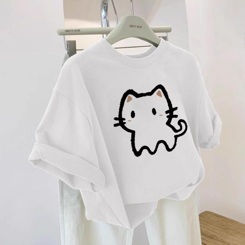 Fashionable Women s Olive Green Cat Print T-Shirt Oversized Short Sleeve Casual Top L білий
Fashionable Women s Olive Green Cat Print T-Shirt Oversized Short Sleeve Casual Top L білий