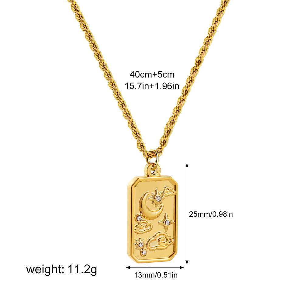 Fashion Stainless Steel Square Tarot Pendant Twist Rope Chain Necklace for Women Gold Color Moon Star Cloud Necklaces Waterproof
Fashion Stainless Steel Square Tarot Pendant Twist Rope Chain Necklace for Women Gold Color Moon Star Cloud Necklaces Waterproof