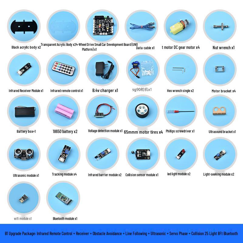 Arduino Programming Smart Car Kit - Obstacle Avoidance & Bluetooth Remote for Maker Projects
Arduino Programming Smart Car Kit - Obstacle Avoidance & Bluetooth Remote for Maker Projects