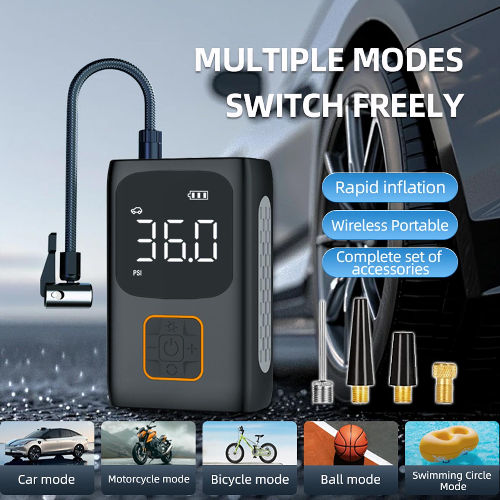 Cordless Tire Inflator And Bike Portable Compressor With Digital Display, 4 Modes Portable Rechargeable For Car Tires, Motor, Bike, Ball One Size чорний
Cordless Tire Inflator And Bike Portable Compressor With Digital Display, 4 Modes Portable Rechargeable For Car Tires, Motor, Bike, Ball One Size чорний