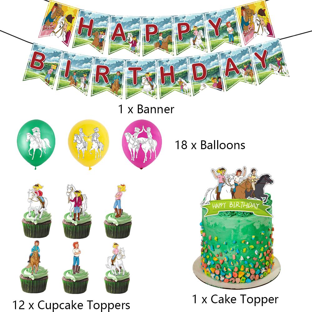 New Bibi & Tina Birthday Banner Kit+Cupcake Toppers Balloons Party-Themed Decoration
New Bibi & Tina Birthday Banner Kit+Cupcake Toppers Balloons Party-Themed Decoration