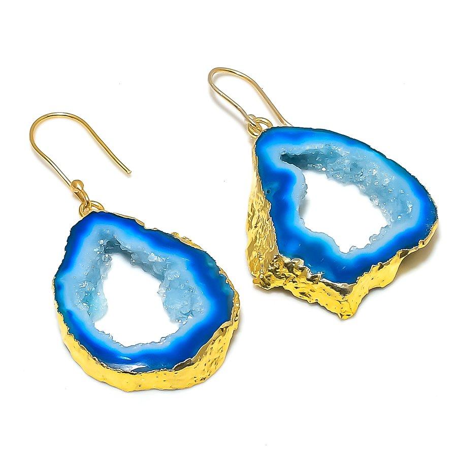 Blue Druzy Slice Gemstone Handmade 925 Sterling Silver Earring 2.05 KJ-1164
Blue Druzy Slice Gemstone Handmade 925 Sterling Silver Earring 2.05 KJ-1164