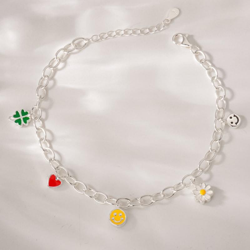 JEWNEL Silver925 Elodie Enamel Clover Heart Daisy Flower Smile Pendant Chain Silver Silver Bracelet Silver
JEWNEL Silver925 Elodie Enamel Clover Heart Daisy Flower Smile Pendant Chain Silver Silver Bracelet Silver