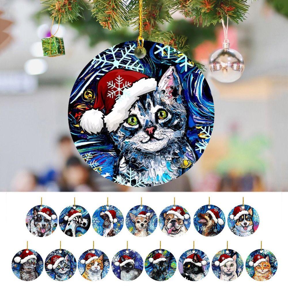 Decorative Christmas Cat Dog with Hat Pendant Acrylic Cat Xmas Tree Hanging Ornaments Festival
Decorative Christmas Cat Dog with Hat Pendant Acrylic Cat Xmas Tree Hanging Ornaments Festival
