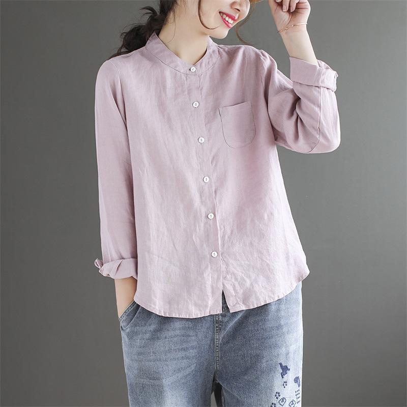 Literary Retro Cotton and Linen Stand-up Collar Long-sleeved Shirt Women s Spring and Autumn Thin Section Loose and Thin Solid Color Casual S
Literary Retro Cotton and Linen Stand-up Collar Long-sleeved Shirt Women s Spring and Autumn Thin Section Loose and Thin Solid Color Casual S