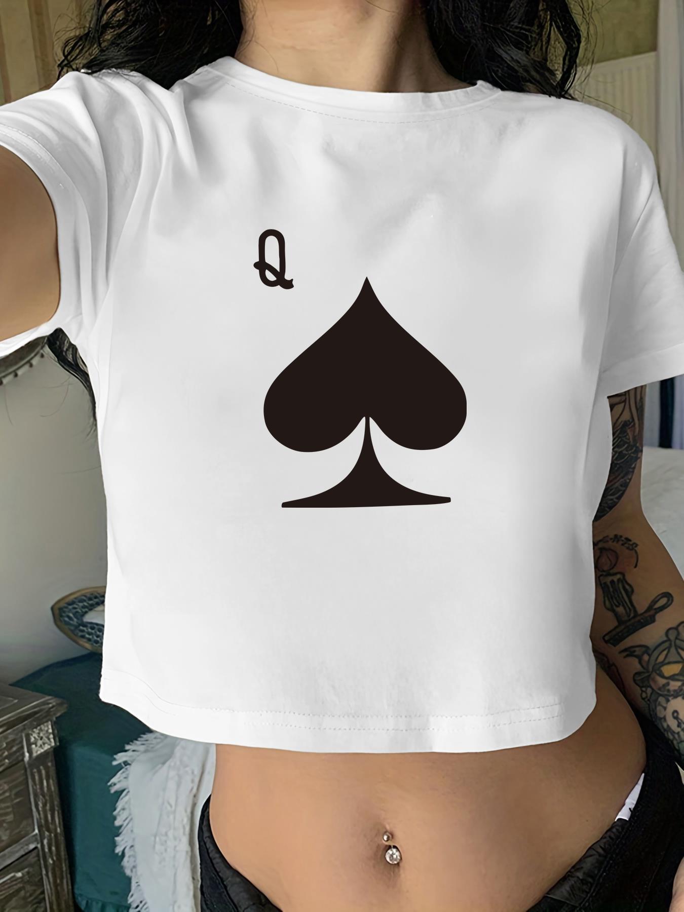 Womens Cropped TShirt Sexy Skinny Fit Tee with Spade Q Graphic Summer Short sleeved Harajuku streetwear Tops Tees S
Womens Cropped TShirt Sexy Skinny Fit Tee with Spade Q Graphic Summer Short sleeved Harajuku streetwear Tops Tees S