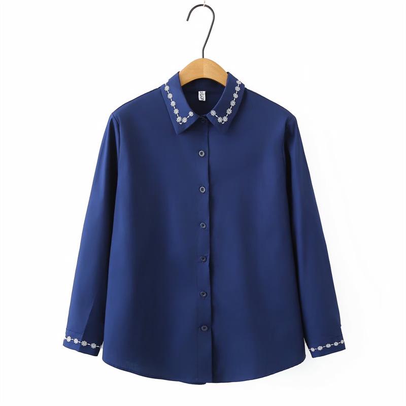 2026 Spring Plus Size Embroidered Collar Long Sleeve Cotton Cardigan Top for Girls 4XL темно-синього кольору
2026 Spring Plus Size Embroidered Collar Long Sleeve Cotton Cardigan Top for Girls 4XL темно-синього кольору