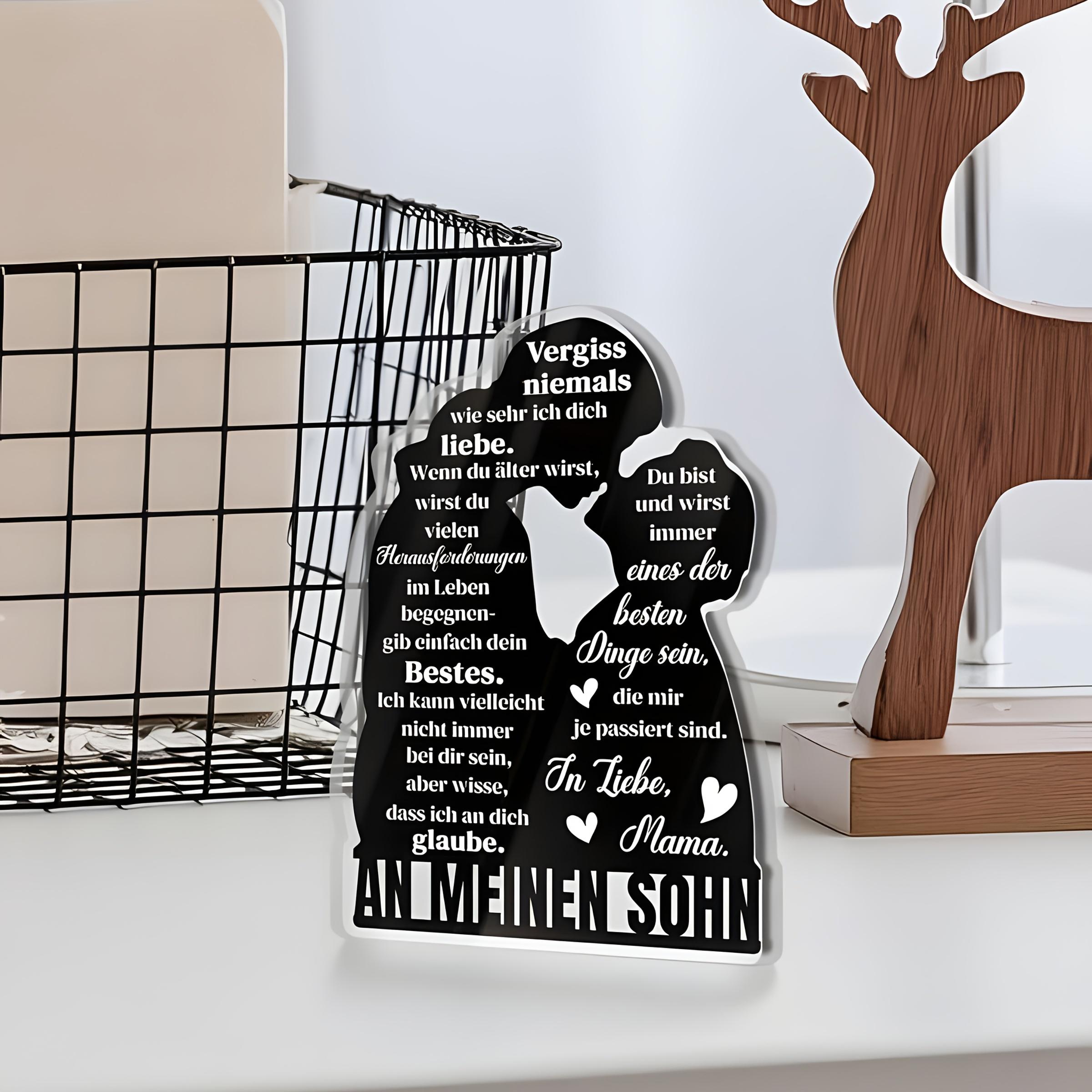An Acrylic Sign for My Son - A Gift from Mom with Loving Messages - Decor for Kids Room, Birthday, Everyday Life- Acrylic Desktop Ornament 12*8.3cm
An Acrylic Sign for My Son - A Gift from Mom with Loving Messages - Decor for Kids Room, Birthday, Everyday Life- Acrylic Desktop Ornament 12*8.3cm