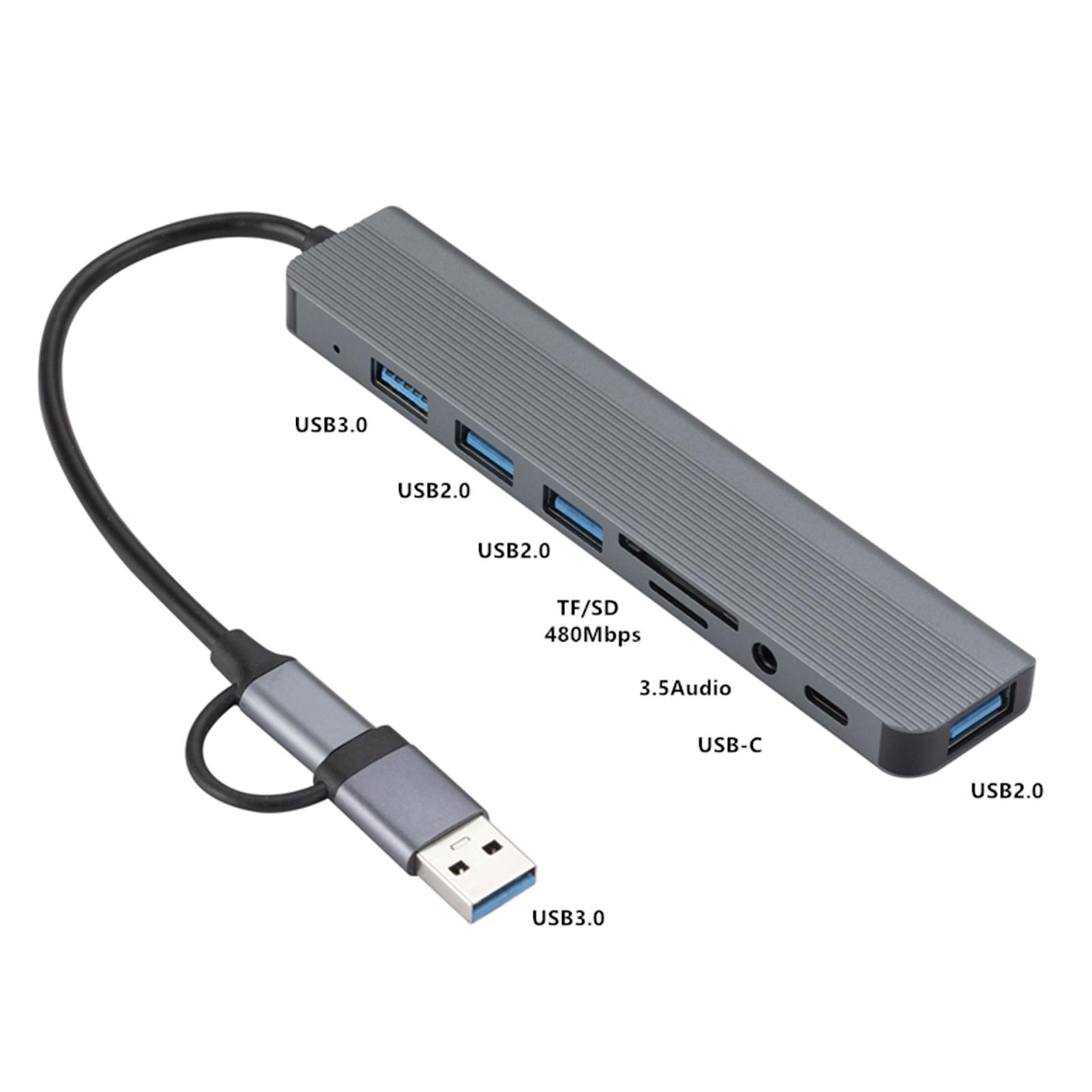 2218 USB/Type-C Docking Station Hub USB3.0+USB 2.0x3+SD/TF+3.5mm Audio+USB-C Adapter As Shown A
2218 USB/Type-C Docking Station Hub USB3.0+USB 2.0x3+SD/TF+3.5mm Audio+USB-C Adapter As Shown A