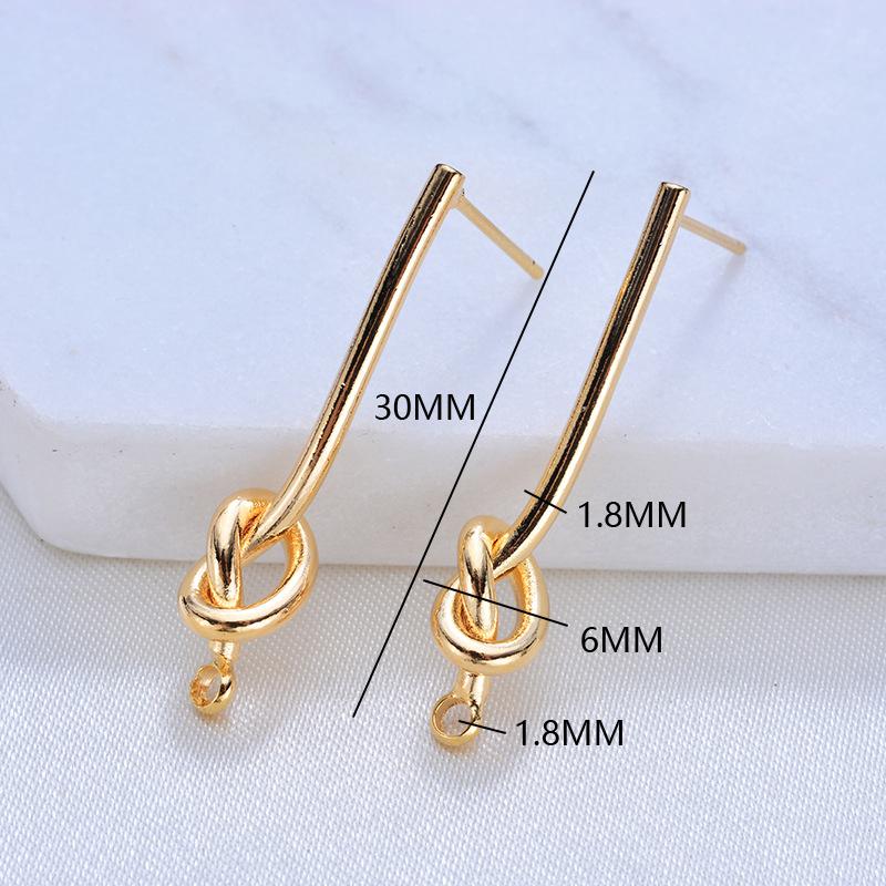 (3781)4PCS 27MM 35MM 24K Gold Color Plated Brass Long Line with Knot Stud Earrings High Quality DIY Jewelry Making Findings
(3781)4PCS 27MM 35MM 24K Gold Color Plated Brass Long Line with Knot Stud Earrings High Quality DIY Jewelry Making Findings
