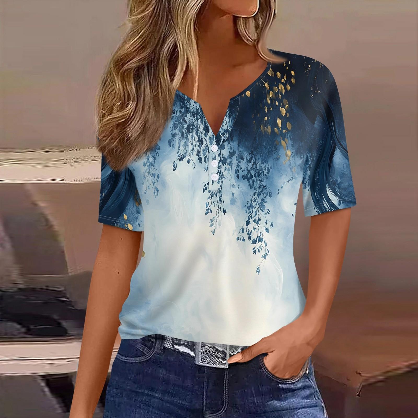 Жіноча футболка з принтом і ґудзиком, з коротким рукавом, щоденна мода на вихідні, базовий V-подібний виріз, звичайний топ XXXL Темно-синій
Жіноча футболка з принтом і ґудзиком, з коротким рукавом, щоденна мода на вихідні, базовий V-подібний виріз, звичайний топ XXXL Темно-синій
