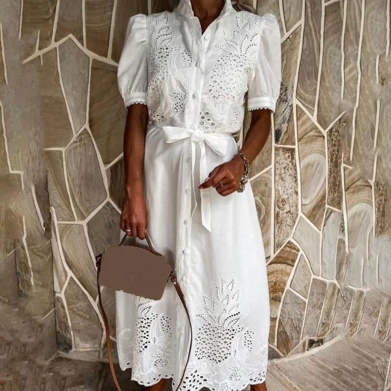 Lace Up Women Shirt Dress Summer Elegant Single Breasted Puff Sleeve Maxi Dress Vestidos Bohemian Sundress Party Robe XS білий
Lace Up Women Shirt Dress Summer Elegant Single Breasted Puff Sleeve Maxi Dress Vestidos Bohemian Sundress Party Robe XS білий