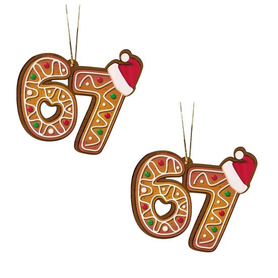 2 Pcs 67 Christmas Ornaments Funny Six Seven Gingerbread Hanging Ornament Acrylic Holiday Tree E
2 Pcs 67 Christmas Ornaments Funny Six Seven Gingerbread Hanging Ornament Acrylic Holiday Tree E