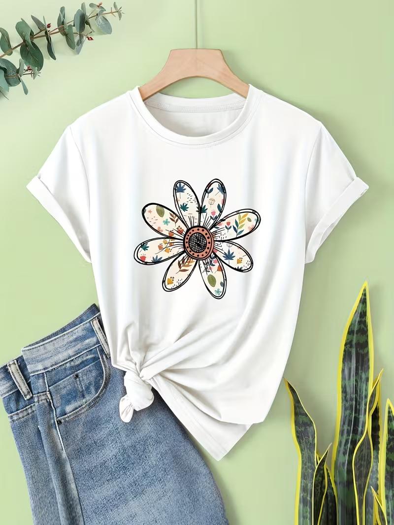 Print T-Shirt, Crew Neck Short Sleeve T-Shirt, Casual Tops, Women S Clothing Graphic T Shirts Women Clothes T Shirt Y2k Top M
Print T-Shirt, Crew Neck Short Sleeve T-Shirt, Casual Tops, Women S Clothing Graphic T Shirts Women Clothes T Shirt Y2k Top M