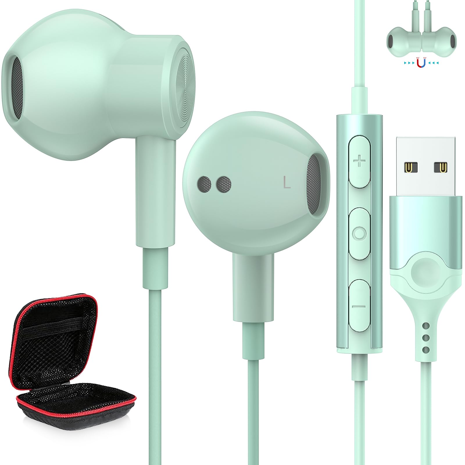 USB Earphones with Earphones for USB Wired HIFI Sound Deep Bass Compatible with terminals for For Mute Magnetic Volume Hurt Your Storage Case Green зелений
USB Earphones with Earphones for USB Wired HIFI Sound Deep Bass Compatible with terminals for For Mute Magnetic Volume Hurt Your Storage Case Green зелений