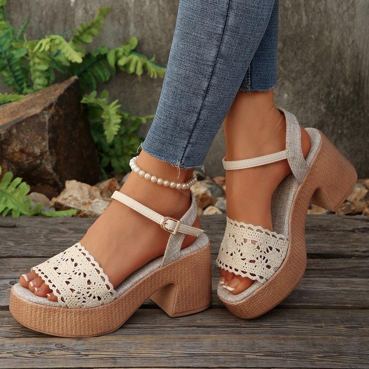 Coarse heel sandals women wear summer lace high heel sandals women casual and comfortable 43 білий
Coarse heel sandals women wear summer lace high heel sandals women casual and comfortable 43 білий