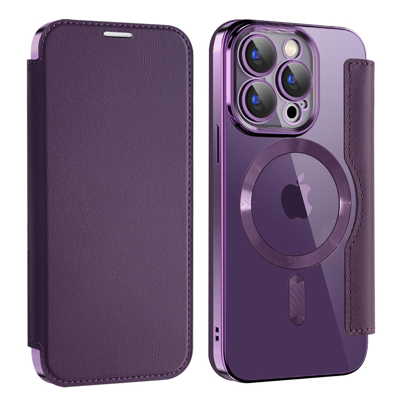 For iPhone 15 Pro RFID Blocking Card Holder Phone Cover Electroplating Leather Case Compatible with MagSafe Purple
For iPhone 15 Pro RFID Blocking Card Holder Phone Cover Electroplating Leather Case Compatible with MagSafe Purple