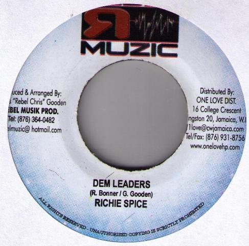 7inch Record RICHIE SPICE / CHRISINTI - Dem Leaders / Cross This Bridge NONE Rebel Muzic Jamaica Reggae, Ska & Dub Used
7inch Record RICHIE SPICE / CHRISINTI - Dem Leaders / Cross This Bridge NONE Rebel Muzic Jamaica Reggae, Ska & Dub Used