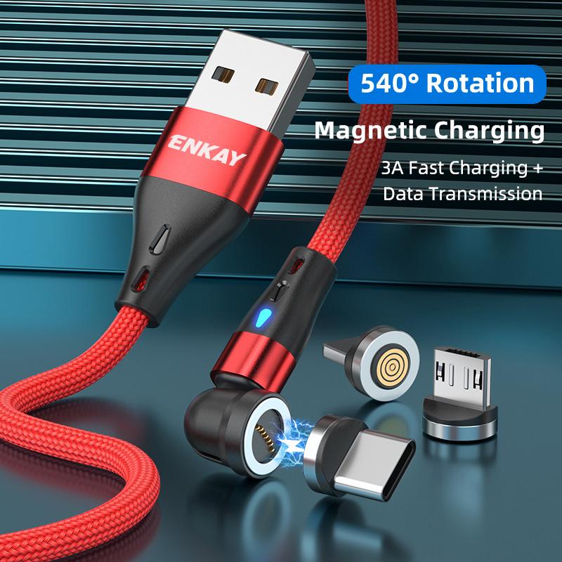 ENKAY HAT PRINCE 1m 3A Fast Charging Cable 3-in-1 Magnetic USB to 8-Pin/Type-C/Micro USB Data Cord with LED Light Black
ENKAY HAT PRINCE 1m 3A Fast Charging Cable 3-in-1 Magnetic USB to 8-Pin/Type-C/Micro USB Data Cord with LED Light Black