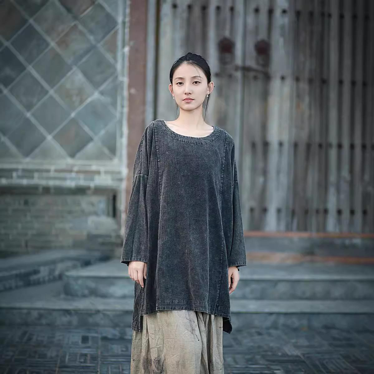 Johnature Женская осенняя свободная футболка Devise с длинными рукавами и круглым вырезом, однотонная свободная ретро-футболка One Size чёрный
Johnature Женская осенняя свободная футболка Devise с длинными рукавами и круглым вырезом, однотонная свободная ретро-футболка One Size чёрный