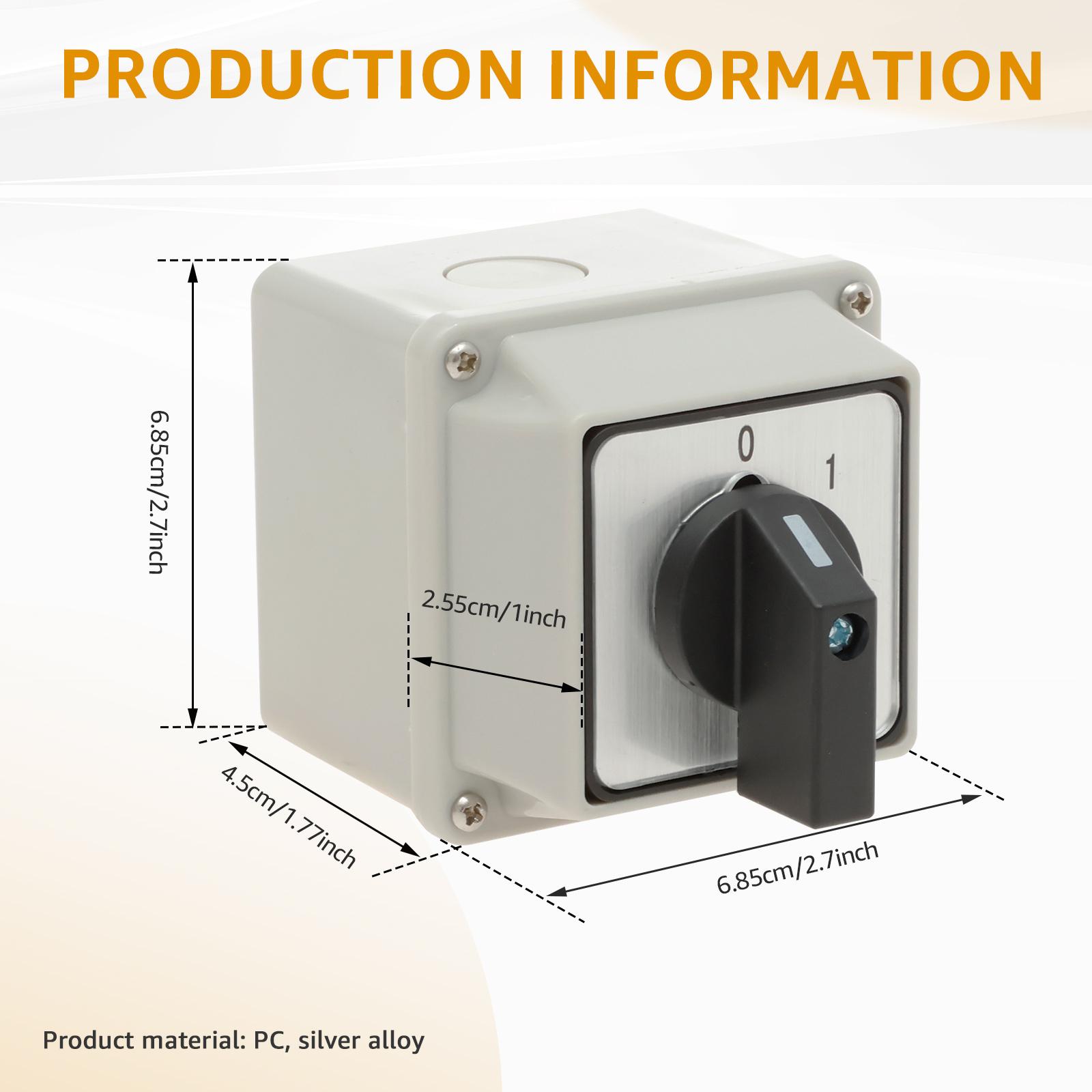 Universal Rotary Switch LW26-20 C02/1 220V ON OFF 2 Positions with Flame Retardant and Waterproof Exterior Box for Home 220V
Universal Rotary Switch LW26-20 C02/1 220V ON OFF 2 Positions with Flame Retardant and Waterproof Exterior Box for Home 220V