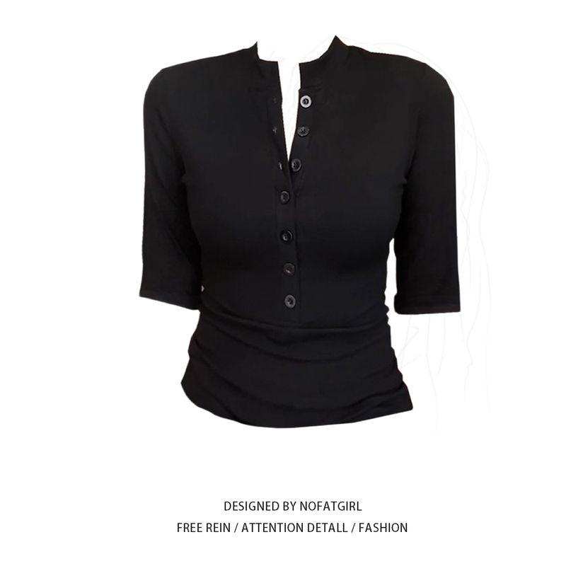 Plus Size Chubby Girl Black Shoulder Half-Open Collar Short-Sleeved T-shirt Women s Summer New Arrival Slimming Sense of Design Sexy Tops Tide Black Tops M
Plus Size Chubby Girl Black Shoulder Half-Open Collar Short-Sleeved T-shirt Women s Summer New Arrival Slimming Sense of Design Sexy Tops Tide Black Tops M