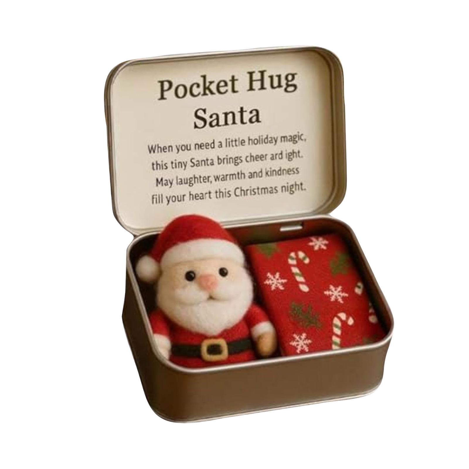 Pocket Hug Santa Mini Plush Toy with Holiday-Themed Blanket in Tin Box Small Soft Stuffed Figure for Christmas Decoration or Gift
Pocket Hug Santa Mini Plush Toy with Holiday-Themed Blanket in Tin Box Small Soft Stuffed Figure for Christmas Decoration or Gift