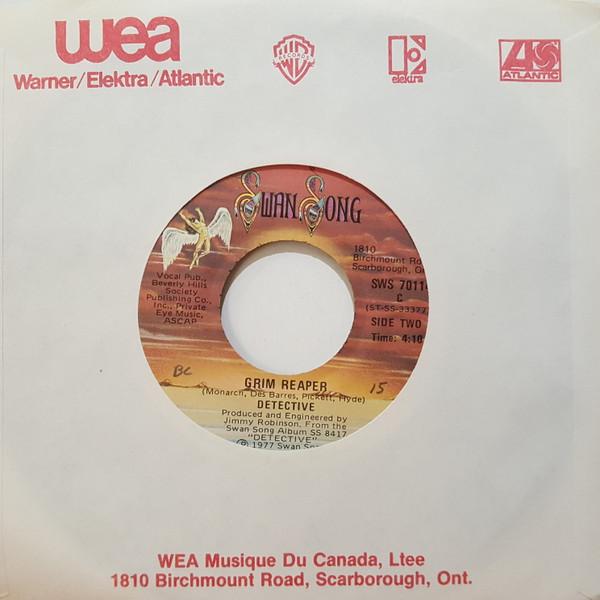 7inch Record DETECTIVE Recognition Grim Reaper SWS70114 Swan Song 1977 Canada Rock Used
7inch Record DETECTIVE Recognition Grim Reaper SWS70114 Swan Song 1977 Canada Rock Used