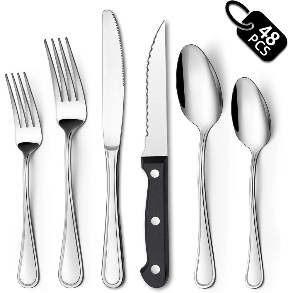 Набор столовых приборов из 48 предметов, Наборы столовых приборов из нержавеющей стали на 12 персон, Набор вилок, ложек и ножей, Набор столовых приборов, Полированные столовые приборы Се
Набор столовых приборов из 48 предметов, Наборы столовых приборов из нержавеющей стали на 12 персон, Набор вилок, ложек и ножей, Набор столовых приборов, Полированные столовые приборы Се