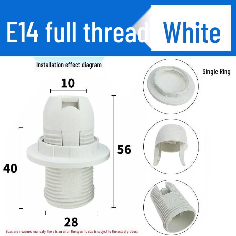 Сертифицированный CE пластиковый патрон E14 с полной резьбой для настольных, подвесных и напольных ламп
Сертифицированный CE пластиковый патрон E14 с полной резьбой для настольных, подвесных и напольных ламп
