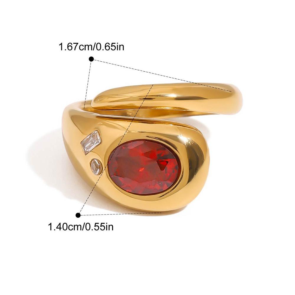 18K Gold Plated Red Zircon Double Layer Opening Ring for Women Minimalist Stainless Steel Waterproof Jewelry Statement Gift золотой
18K Gold Plated Red Zircon Double Layer Opening Ring for Women Minimalist Stainless Steel Waterproof Jewelry Statement Gift золотой
