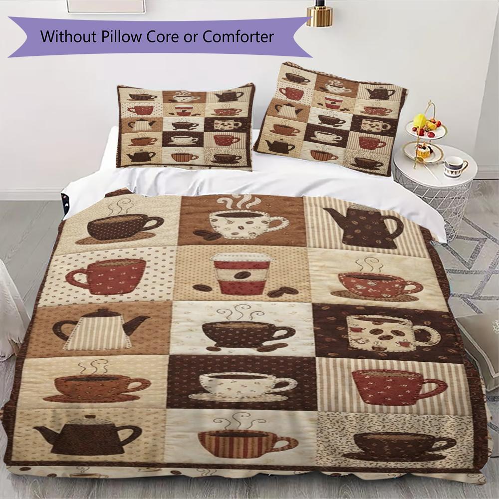 Coffee&Carnations Pattern Bedding uilt Set uilt Cover Pillowcase Home Decoration Birthday Gift (1 * duvet cover + 2 * pillowcase without core)11 135x200cm
Coffee&Carnations Pattern Bedding uilt Set uilt Cover Pillowcase Home Decoration Birthday Gift (1 * duvet cover + 2 * pillowcase without core)11 135x200cm