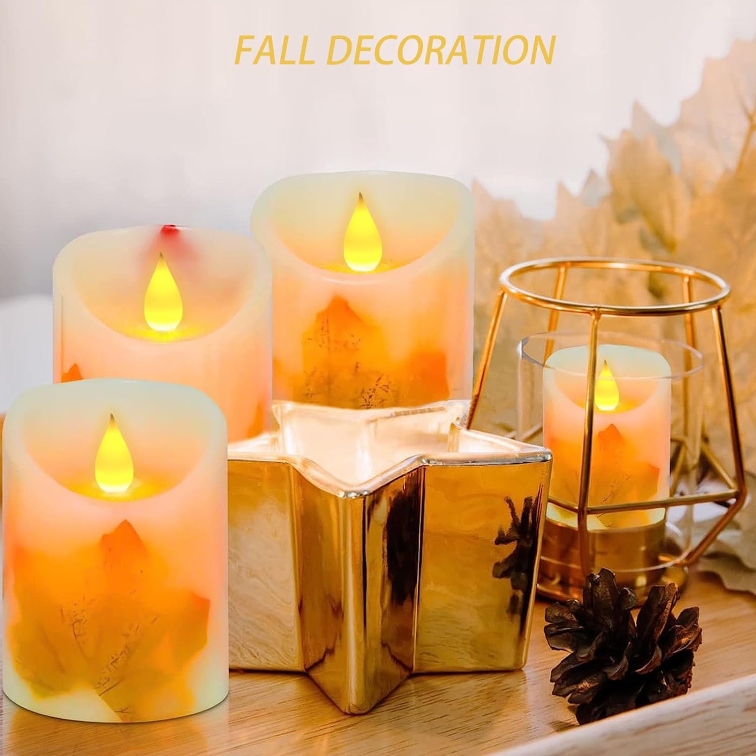 Flameless Candle 3Pcs Maple Leaf LED Candles Lamp with Remote & Timer Wax Tea Light Electronic Candle Light Home Festival Decor
Flameless Candle 3Pcs Maple Leaf LED Candles Lamp with Remote & Timer Wax Tea Light Electronic Candle Light Home Festival Decor