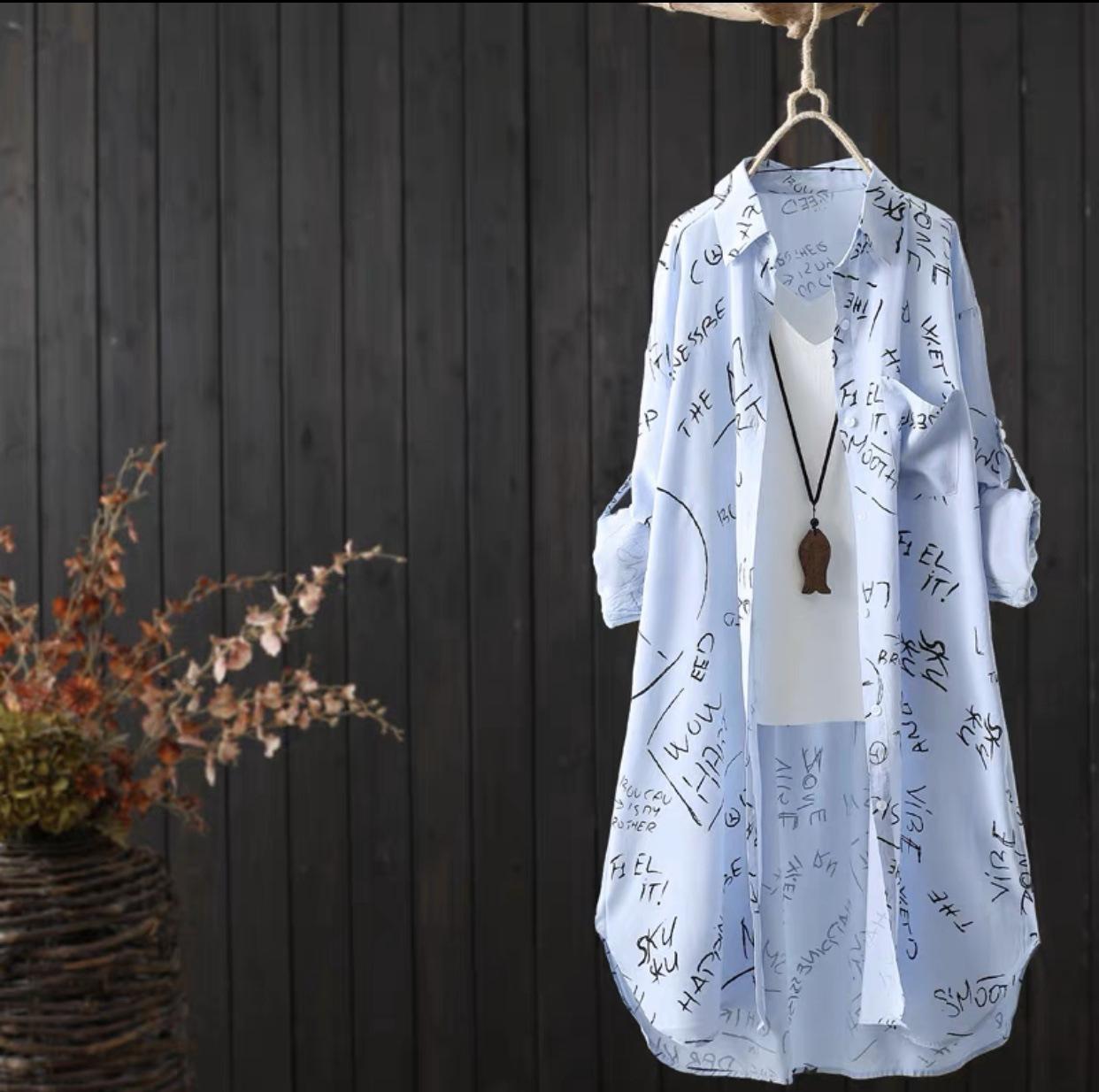Women s Long Sleeved Shirt with Letter Print Casual Loose Cardigan Sun Protection Clothes for Women 3XL синій
Women s Long Sleeved Shirt with Letter Print Casual Loose Cardigan Sun Protection Clothes for Women 3XL синій